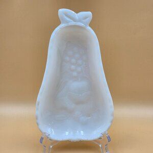 Hazel Atlas Blossom Grape Fruit Milk Glass Relish Dish